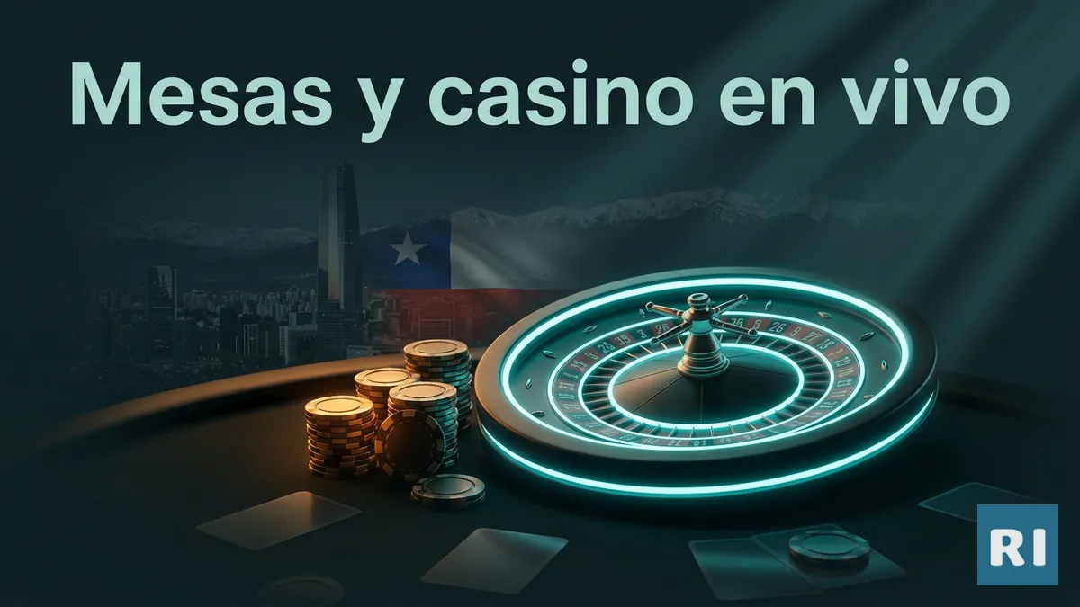 Ruleta y mesas de casino en vivo del catálogo de Rivalo Chile con silueta de Santiago de fondo