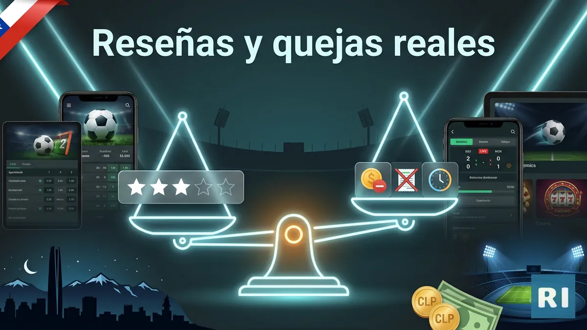 Balanza con calificación de estrellas y categorías de quejas de usuarios sobre Rivalo Chile