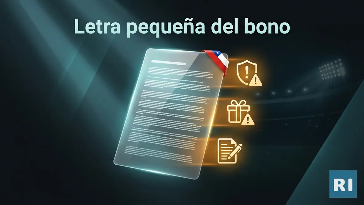Tarjeta de condiciones de bono con iconos de advertencia para jugadores de Rivalo Chile